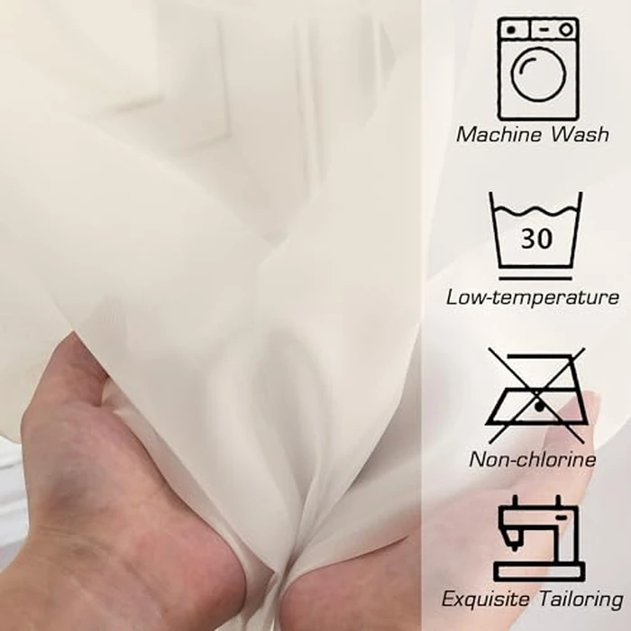 OWENIE Cream Sheer Curtain 96 Inch Long 2 Panels Set, Light Filtering Clear Rod Pocket Soft Sheer Curtain 95 for Bedroom/Living Room, 2Pcs, Each 42" W x 96" L, Cream by OWENIE - Image 4