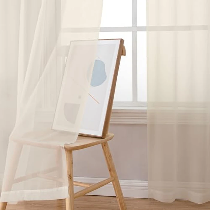 OWENIE Cream Sheer Curtain 96 Inch Long 2 Panels Set, Light Filtering Clear Rod Pocket Soft Sheer Curtain 95 for Bedroom/Living Room, 2Pcs, Each 42" W x 96" L, Cream by OWENIE - Image 6
