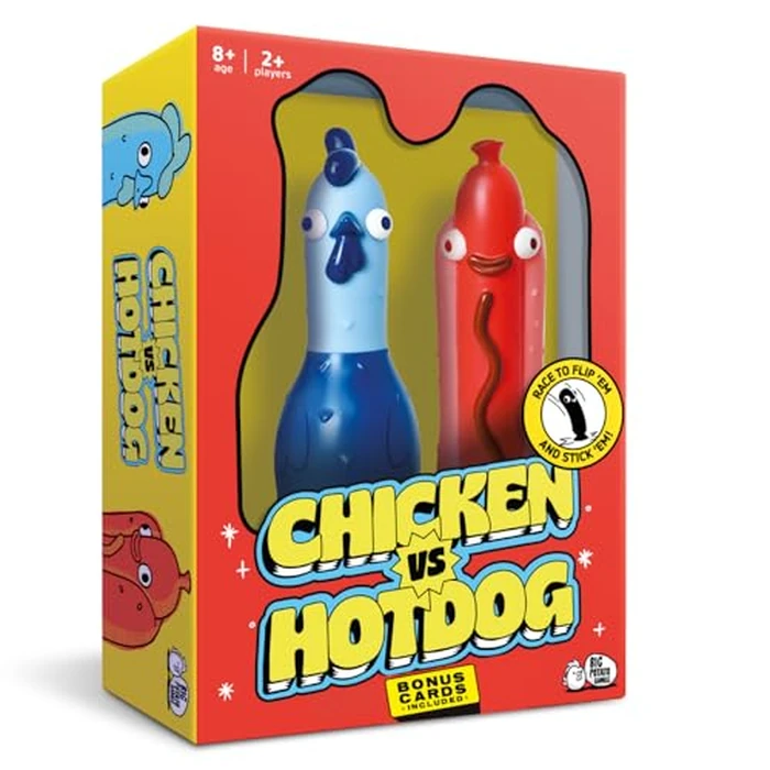 Big Potato Chicken vs Hotdog: Hilarious Party Game | Flippin' Fun for the Kids, Teens and Adults | Like Bottle Flipping But Better | Bonus Content Included by Big Potato - Used - Like New condition - US$23.13