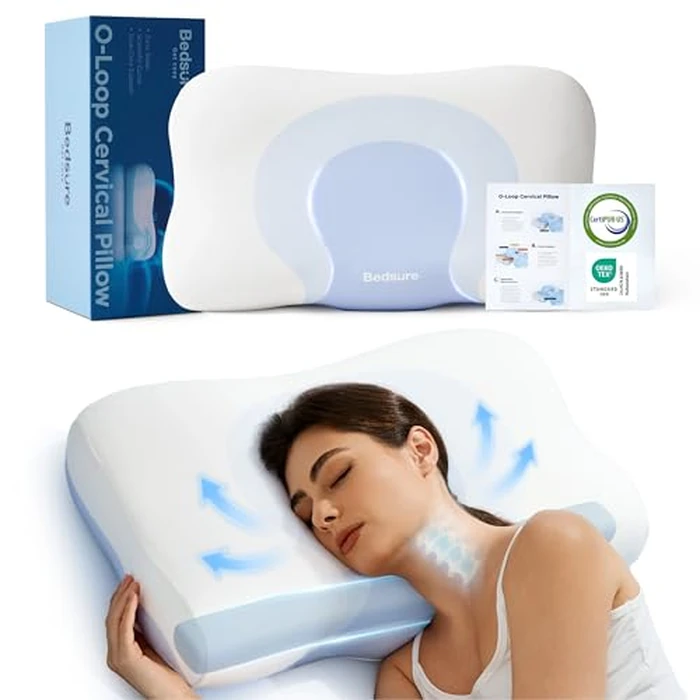 Bedsure Cervical Neck Pillow - Ergonomic Memory Foam Pillows for Side & Back Sleepers, Orthopedic Shape Gently Supports Head & Neck, Shoulder Pain Relief for Deeper Sleep Cloud Pillow by Bedsure - Used - Very Good condition - US$76.21