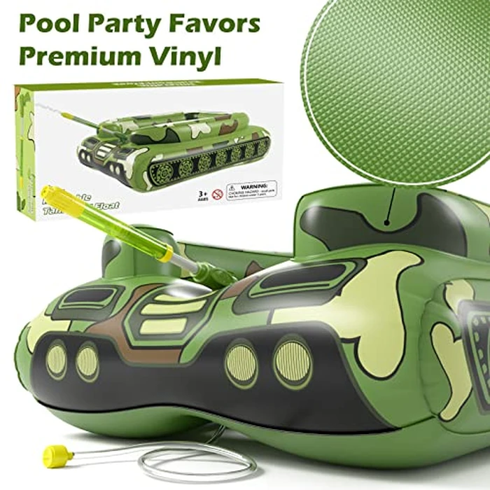 Jasonwell Inflatable Tank Swimming Pool Floaties with Water Cannon Gun Swim Floaty Rafts for Lake, Beach & Pool Party Toys for Boys, Girls, Kids & Adults- Green by Jasonwell - Image 6