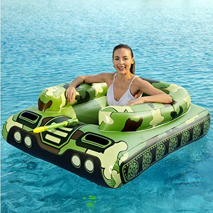 Jasonwell Inflatable Tank Swimming Pool Floaties with Water Cannon Gun Swim Floaty Rafts for Lake, Beach & Pool Party Toys for Boys, Girls, Kids & Adults- Green by Jasonwell - Image 7