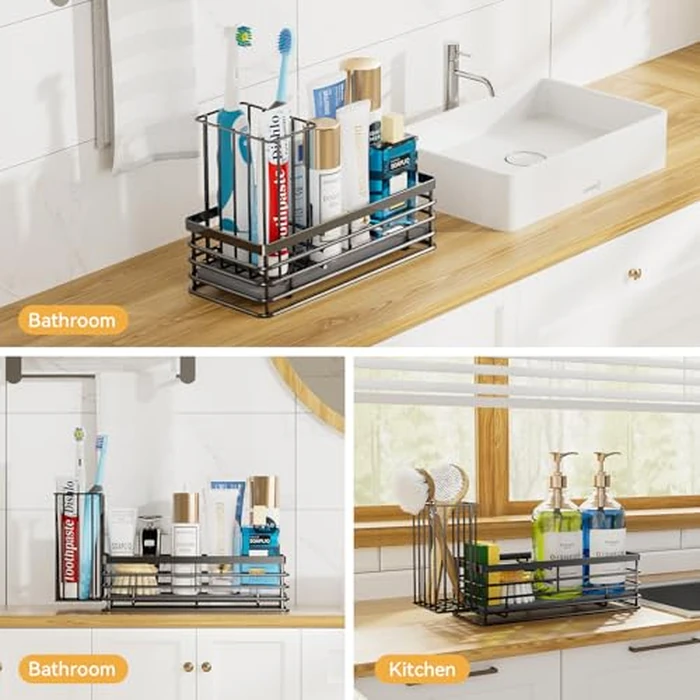 Yofidra Sponge Holder for Kitchen Organizer: Sink Caddy with Instant Drying Stone, Metal Stainless Steel, 9.3" X 4" Home Decor Storage and Organization Accessories, Black by Yofidra - Image 5