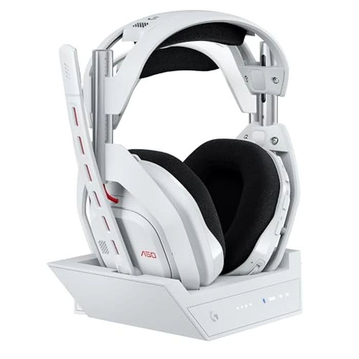 Logitech G Astro A50 Lightspeed Wireless Gaming Headset + Base (Gen 5), PRO-G Graphene, 3-System Switching, USB-C to Xbox, PS5, PC/Mac, Nintendo Switch, Switch 2, Bluetooth - White by Logitech G - Used - Acceptable condition - CA$257.19