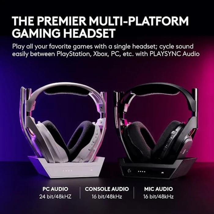 Logitech G Astro A50 Lightspeed Wireless Gaming Headset + Base (Gen 5), PRO-G Graphene, 3-System Switching, USB-C to Xbox, PS5, PC/Mac, Nintendo Switch, Switch 2, Bluetooth - White by Logitech G - Image 2