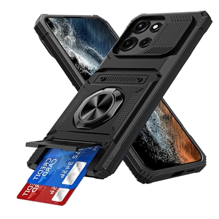 COTDINFOR Compatible with Moto G 5G 2025 Case with Card Holder Built-in 2 Card Holder and Stand Military Grade Protection Shockproof Wallet Phone Case Motorola for Moto G 5G 2025 Black LM by COTDINFOR - Image 1