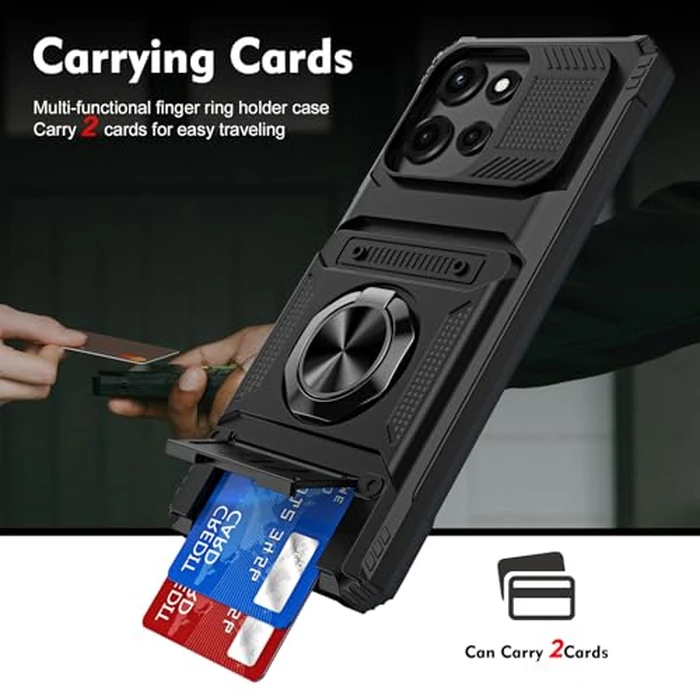 COTDINFOR Compatible with Moto G 5G 2025 Case with Card Holder Built-in 2 Card Holder and Stand Military Grade Protection Shockproof Wallet Phone Case Motorola for Moto G 5G 2025 Black LM by COTDINFOR - Image 2