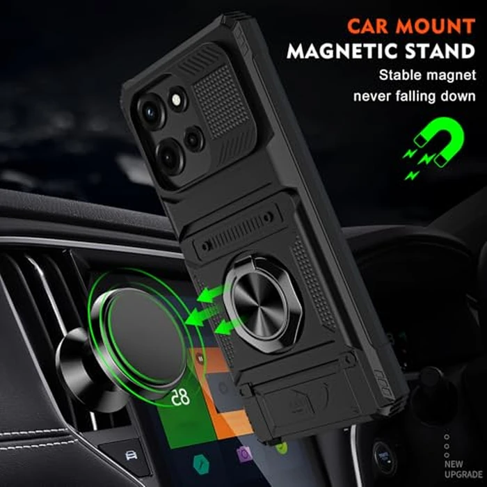 COTDINFOR Compatible with Moto G 5G 2025 Case with Card Holder Built-in 2 Card Holder and Stand Military Grade Protection Shockproof Wallet Phone Case Motorola for Moto G 5G 2025 Black LM by COTDINFOR - Image 3