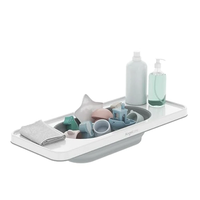 Angelcare Bath Shelf Organizer - Collapsible Bath Toy Storage - Bathroom Caddy Organizer for Essentials, Fits Tubs Up to 28" Wide, White by Angelcare - Image 1