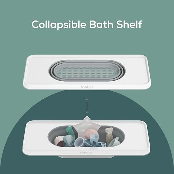 Angelcare Bath Shelf Organizer - Collapsible Bath Toy Storage - Bathroom Caddy Organizer for Essentials, Fits Tubs Up to 28" Wide, White by Angelcare - Image 2