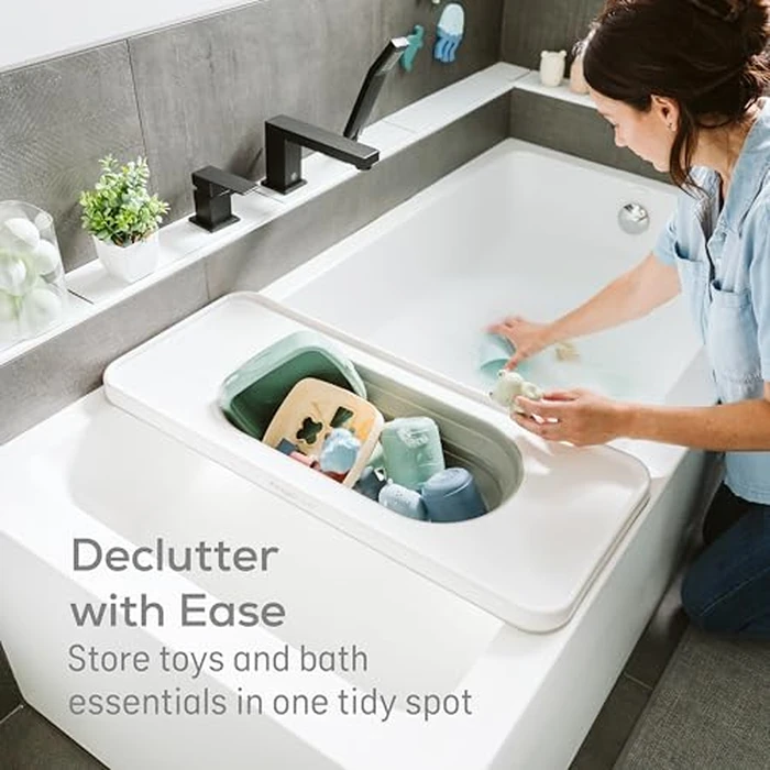 Angelcare Bath Shelf Organizer - Collapsible Bath Toy Storage - Bathroom Caddy Organizer for Essentials, Fits Tubs Up to 28" Wide, White by Angelcare - Image 3