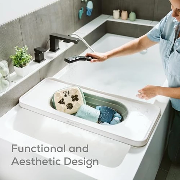 Angelcare Bath Shelf Organizer - Collapsible Bath Toy Storage - Bathroom Caddy Organizer for Essentials, Fits Tubs Up to 28" Wide, White by Angelcare - Image 8