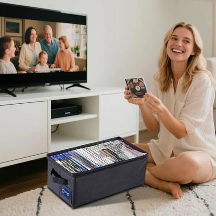 CCidea 4 Pack DVD Storage Box with Clear Window, DVD Case Organizer with Zipper Closure, Foldable Stackable Media Storage for DVDs, Blu-ray, Video Games - Holds 27+ Standard Cases 15.75" x 8.1" x 6.3" by CCidea - Image 2