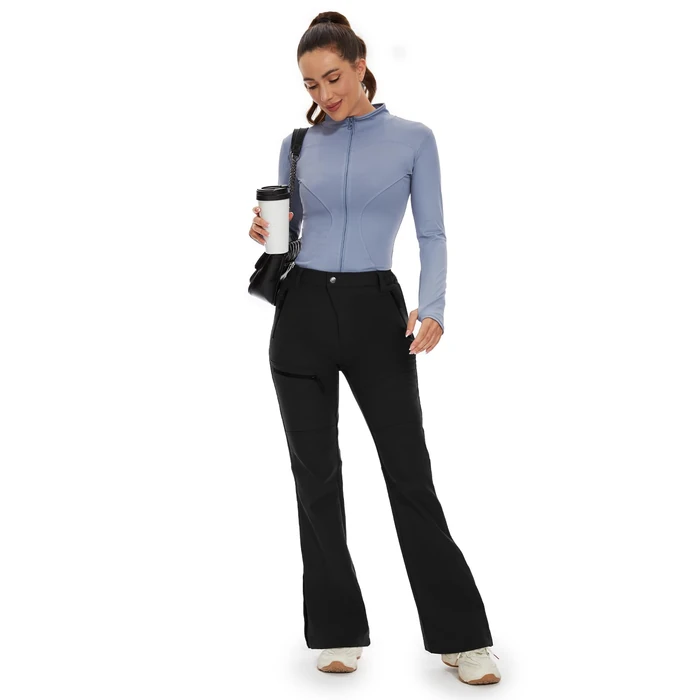 Cycorld Women's Snow Ski Pants Fleece Lined Waterproof Softshell Insulated Flare for Snowboarding Hiking Winter Outdoor(Black, 4) by Cycorld - Image 9