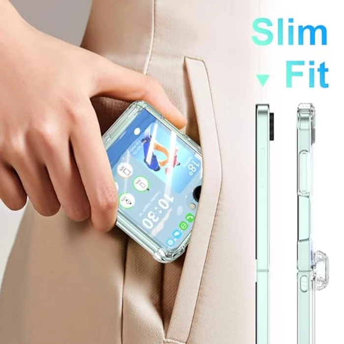 Designed for Samsung Galaxy Z Flip 7 Case Magnetic with Hinge Protection & Built-in Tempered Glass Screen Protector for Flip 7 Shockproof Protective Phone Case Cover (Crystal) by SQMCase - Image 3