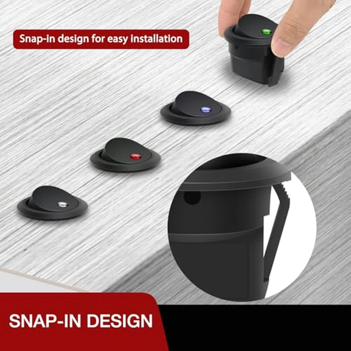 Nilight 8PCS 12V 20A Round Blue Toggle LED Rocker Switch On-Off Control SPST 3Pins for 12V Car Truck Boat Marine Off-Road Vehicle with 24PCS Wires by Nilight - Image 6