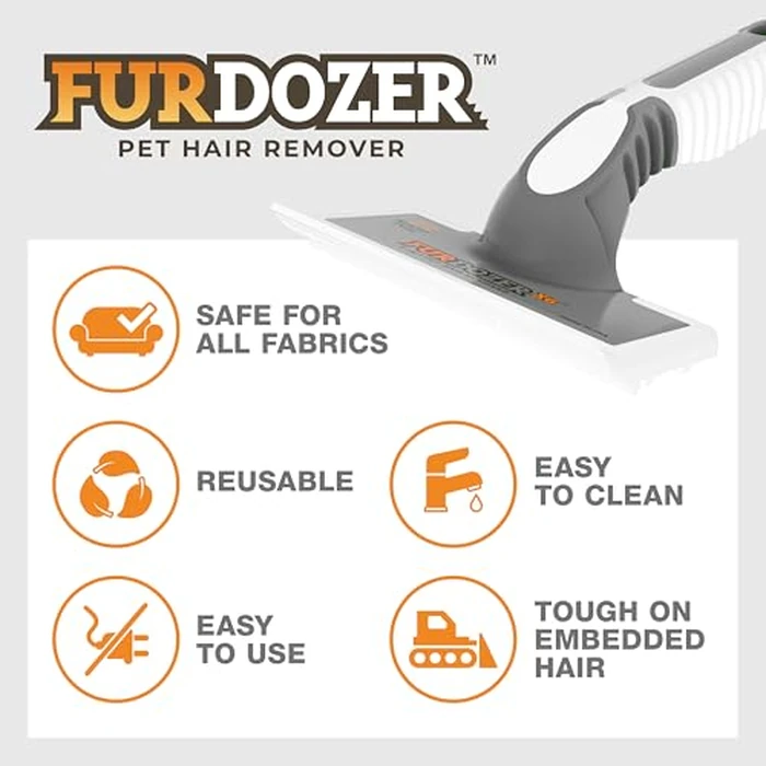 FurDozer Pet Hair Remover & Auto Detailing Tools - Cat & Dog Hair Remover for Carpets, Car Interiors, Couches, Bedding, & Pet Furniture (Gray, (2 Pack) - X6) by Neater Pet Brands - Image 6