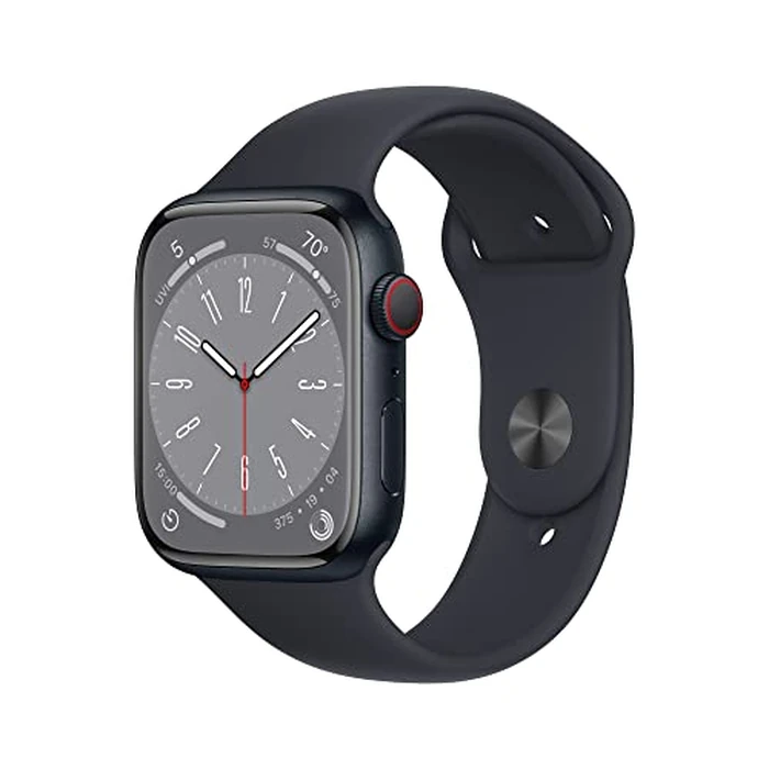Apple Watch Series 8 [GPS + Cellular 45mm] Smart Watch w/Midnight Aluminum Case with Midnight Sport Band - M/L. Fitness Tracker, Blood Oxygen & ECG Apps, Always-On Retina Display, Water Resistant by Apple - Used - Very Good condition