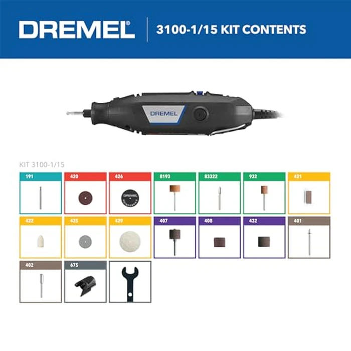 Dremel 3100-1/15 Variable Speed Rotary Tool Kit- 1 Attachment and 15 Accessories, Ideal for a Variety of Crafting and DIY Projects- Cutting, Sanding, Grinding, Polishing, Drilling, and Engraving by Dremel - Image 2