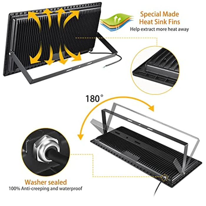XYCN 600W LED Stadium Flood Lights Outdoor(3050W Equivalent),67500LM Super Bright LED Arena Lights,100-277V IP66 Waterproof 5000K Daylight White Commercial Lighting for Sports Fields and Counts by XYCN - Image 5