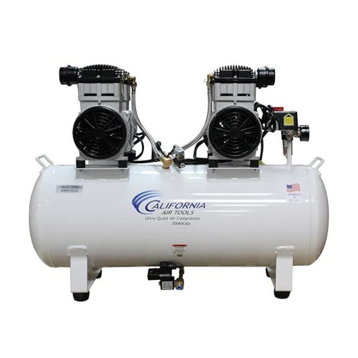 California Air Tools 20040CAD Powerful 4.0 HP Ultra Quiet and Oil-Free Air Compressor, 20 Gallon Tank, 75 dB Noise Level, White, 220v 60hz, with Automatic Drain Valve by California Air Tools - Image 1