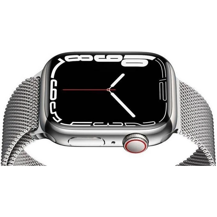 Apple Watch Series 7 (Cellular + GPS) - 32GB - 45mm - Silver Stainless Steel Case with Silver Stainless Steel Milanese Loop Band by Apple - Image 2
