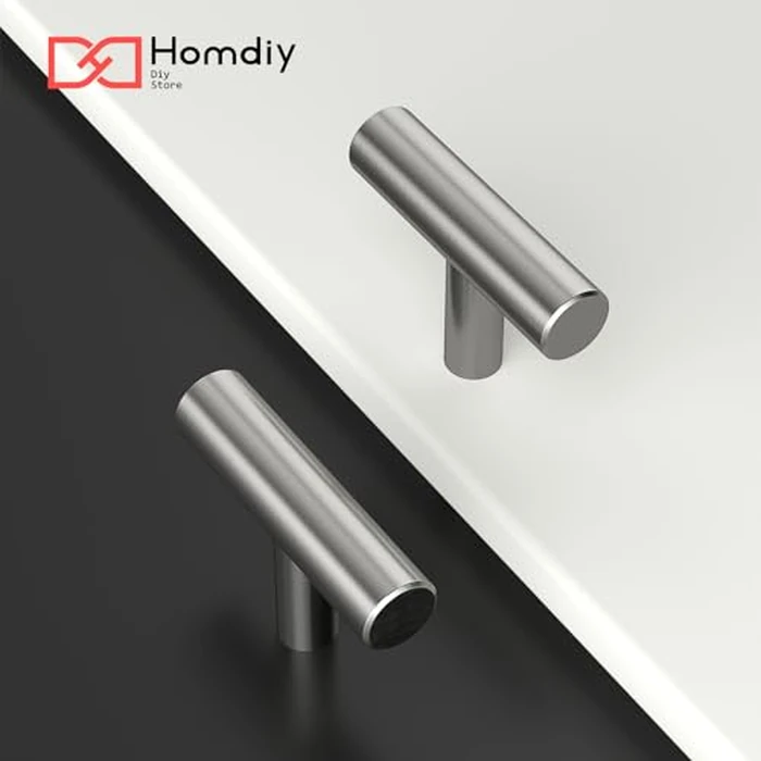 homdiy Cabinet Knobs Brushed Nickel Drawer Knobs Cabinet Door Knobs Single Hole T Knobs for Kitchen Cabinets 10 Pack by Homdiy - Image 3
