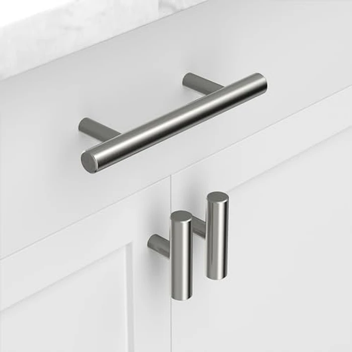 homdiy Cabinet Knobs Brushed Nickel Drawer Knobs Cabinet Door Knobs Single Hole T Knobs for Kitchen Cabinets 10 Pack by Homdiy - Image 4