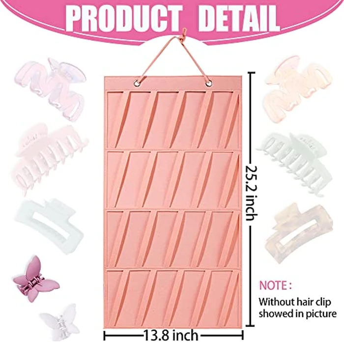 Claw Clip Organizer,Large Hair Clip Organizer,Premium Felt Hanging Claws Clips Storage Hanger for Girls Women Hair Clip,Banana Clip,Bows(NO Accessories) Display Stand for Wall Door Closet (Baby Pink) by YIMIKE - Image 3