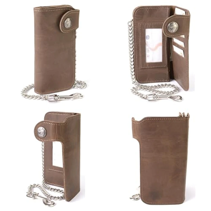 Milwaukee Leather MLW7829 Men's 7" Brown Leather Bi-Fold Biker Wallet w/Anti-Theft Stainless Steel Chain and Buffalo Nickel Snap - 7 Inch by Milwaukee Leather - Image 7