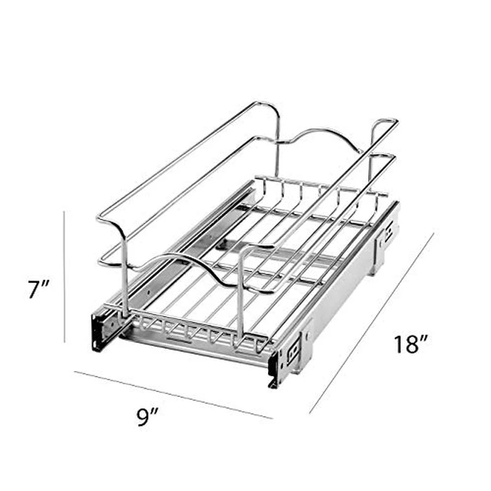 Base Cabinet Pullout Single Wire Basket Sink & Base Accessories-5WB1-0918-CR - 8-3/8"W x 18"D x 7"H - Chrome by Rev-A-Shelf - Image 2