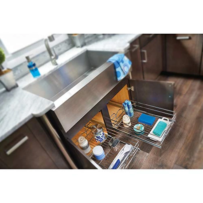 Base Cabinet Pullout Single Wire Basket Sink & Base Accessories-5WB1-0918-CR - 8-3/8"W x 18"D x 7"H - Chrome by Rev-A-Shelf - Image 7