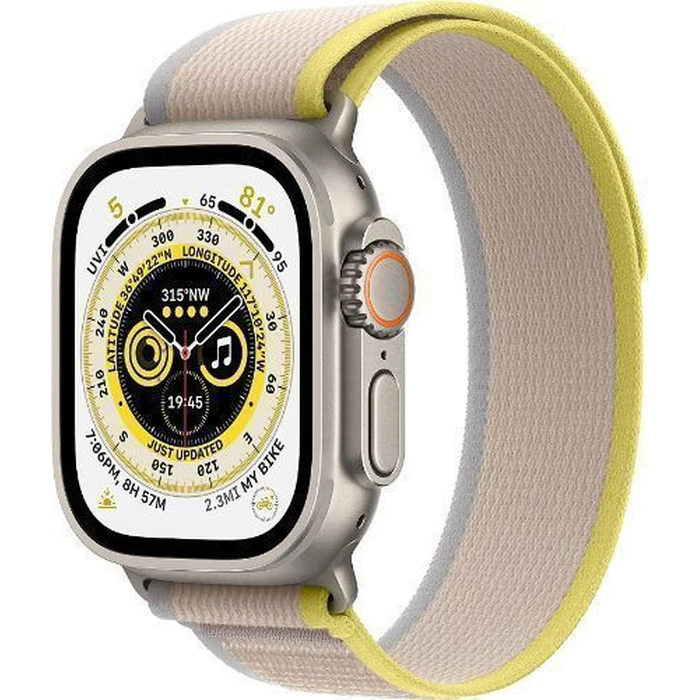 Apple Watch Ultra (Cellular + GPS) - 32GB - 49mm - Titanium Titanium Case with Yellow/Beige Textile Trail Loop Band - One Size by Apple - Image 2