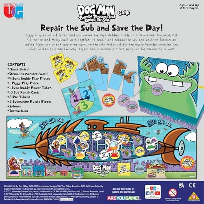 University Games, Dog Man Twenty Thousand Fleas Under The Sea, Board Game for Kids, Family Game Ages 6+, Based on Dav Pilkey Dog Man Books by University Games - Image 8