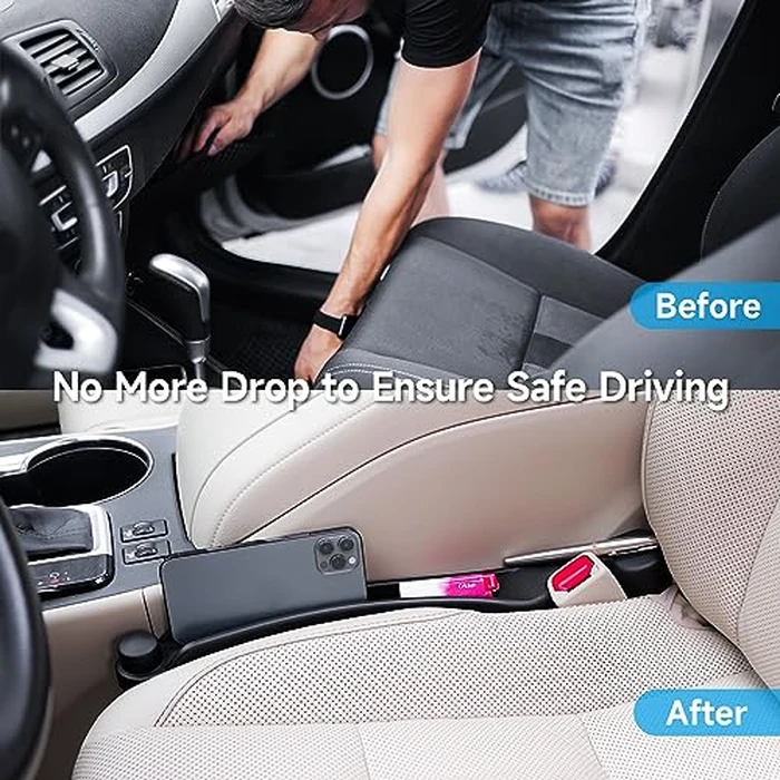 Givifive Car Seat Gap Filler Set of 2, Soft Foam Multifunctional Seat Side Gap Filler with Organizer & Hook Function, 3in1 Gap Stopper Universal Fit Car SUV Truck Fill The Gap Between Seat & Console by Givifive - Image 2