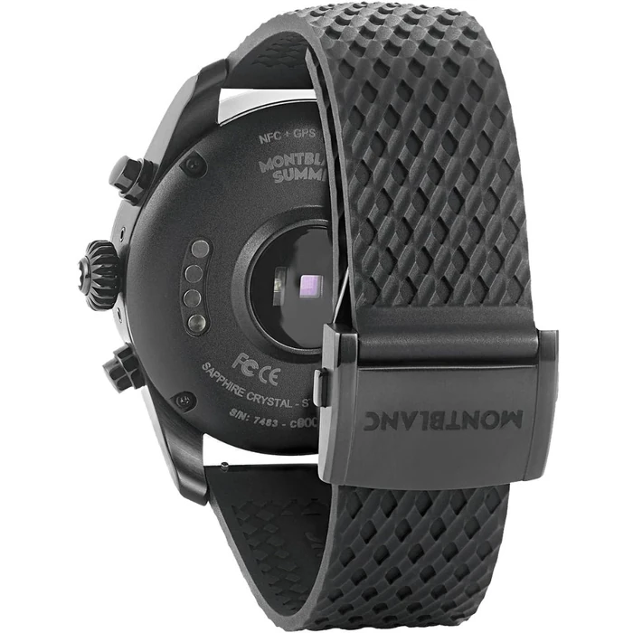 Montblanc Summit 2+ Luxury Smartwatch - 8GB - 43.5mm - Black Stainless Steel Case with Black Rubber Sport Band by Montblanc - Image 2