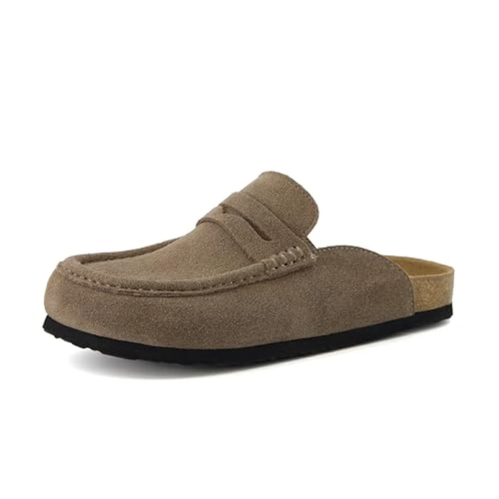 CUSHIONAIRE Fondu Genuine Leather Mule Clogs for Women, Comfortable Slip On Womens Shoes with Penny Strap Accent and Memory Foam Footbed, Taupe 7W by CUSHIONAIRE - Image 9