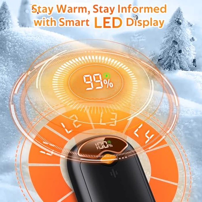 Hand Warmers Rechargeable - Magnetic Electric Hand Warmers 2 Pack, LED Display, 4 Settings Fast Heating Reusable Portable Heater Handwarmers for Golf Hunting Camping Essentials, Gifts for Men Women by U UZOPI - Image 2