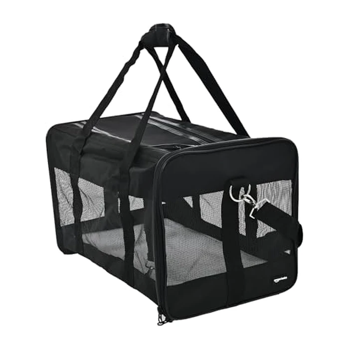 Amazon Basics Soft-Sided Mesh Pet Travel Carrier for Dog, Cat, up to 16 pounds , 16.5" L x 10.6" W x 11" H, Black by Amazon Basics - Used - Good condition - CA$25.79