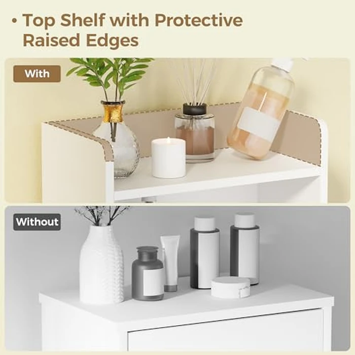 BEWISHOME Bathroom Storage Cabinet, Small Floor Cabinet, Toilet Paper Cabinets with 2 Doors and Shelves, Bathroom Organizers and Storage for Small Spaces, White 7.9" D x 14.6" W x 31" H YYG08W by BEWISHOME - Image 8