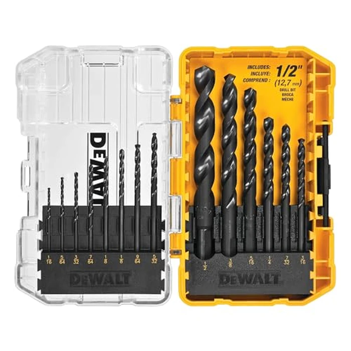 DEWALT Drill Bit Set, 3-Flats Shank,14-Piece, 135 Degree Split Point, for Plastic, Wood and Metal (DWA1184) by DEWALT - Used - Acceptable condition