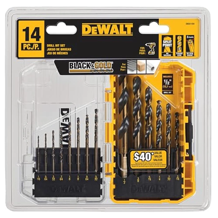 DEWALT Drill Bit Set, 3-Flats Shank,14-Piece, 135 Degree Split Point, for Plastic, Wood and Metal (DWA1184) by DEWALT - Image 5