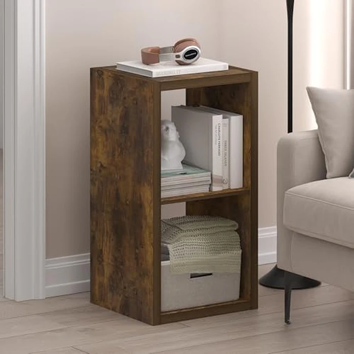 Furinno Cubicle Book Shelf, 2-Cube Thick Frame Bookshelf, Horizontally & Vertically Reversible Bookcase with Open Back, 14.6 x 15.9 x 30, for Living Room, Bedroom, Home Office, Amber Pine by Furinno - Image 2