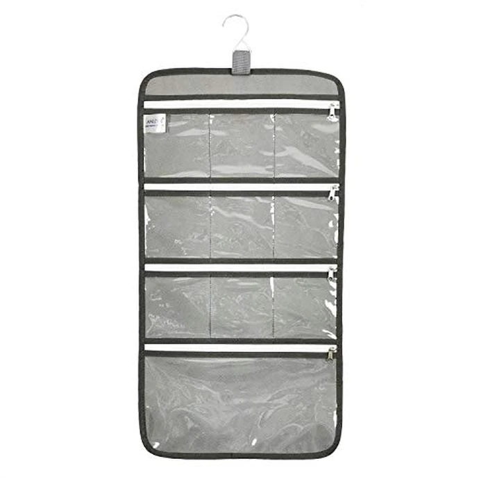 ANIZER Hanging Jewelry Organizer with 10 Zippered Clear Pockets for Travel Suitcase and Home Closet Jewelry Storage Bag (GREY) by ANIZER - Image 5