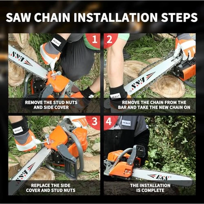 E & S 3 Pack 18 Inch Chainsaw Chain .325" Pitch .050" Gauge 72 Drive Links Semi-Chisel Chain Saw Chains for Husqvarna, Poulan, Craftsman, Greenworks and More Chainsaw Brands by E & S - Image 7