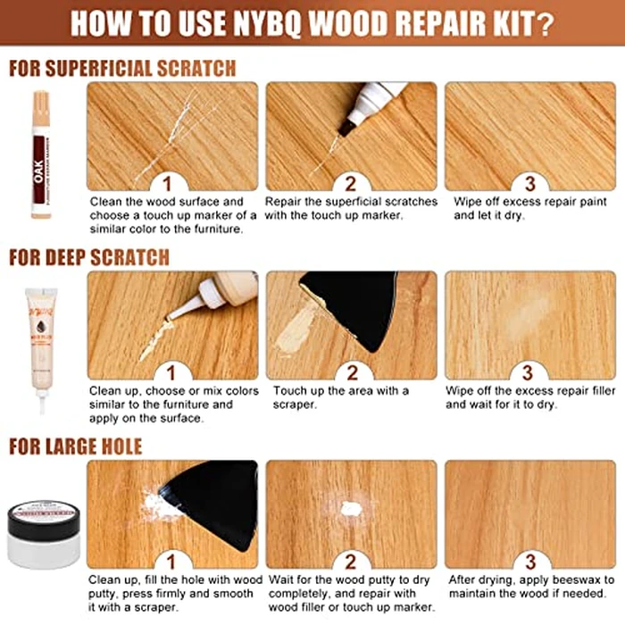 Wood Furniture Repair Kit- Set of 41 Laminate Vinyl Floor Repair Kit Wood Fillers,Floor Scratch Repair, Touch Up Markers, Restore Hardwood Scratches, Cracks, Hole for Floor, Table, Door, Cabinet by NYBQ - Image 5