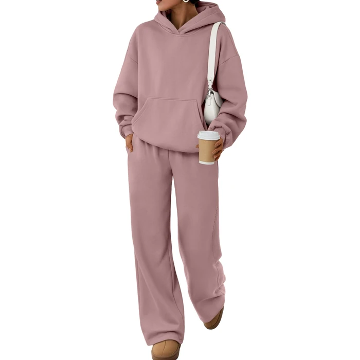 Trendy Queen 2 Piece Lounge Sweat Sets Plus Size Fall Fashion Matching Sweatsuits Wide Leg Pants Travel Outfit Winter Clothes DarkPink M by Trendy Queen - Used - Like New condition - US$45.73
