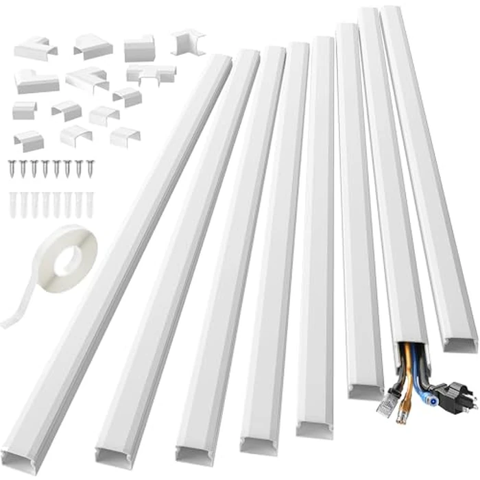 Yecaye 8 Pack Cable Concealer, 125 in Large Size TV Cable Cord Hider, Cable Management for Wires on Wall, Paintable Cable Cord Organizer for Home Office, 8X L15.7 X W1.18 X H0.6 in by Yecaye - Used - Acceptable condition