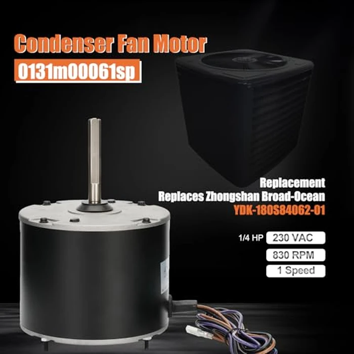 0131M00061SP, 1/4 Hp Condenser Fan Motor Replaces Goodman Condenser Fan Motor, Zongshan Broad-Ocean YDK-180S84062-01-830 RPM, 1-Speed, Replaces Amana Janitrol P/N: 0131M00014PS by Knocokie - Image 2