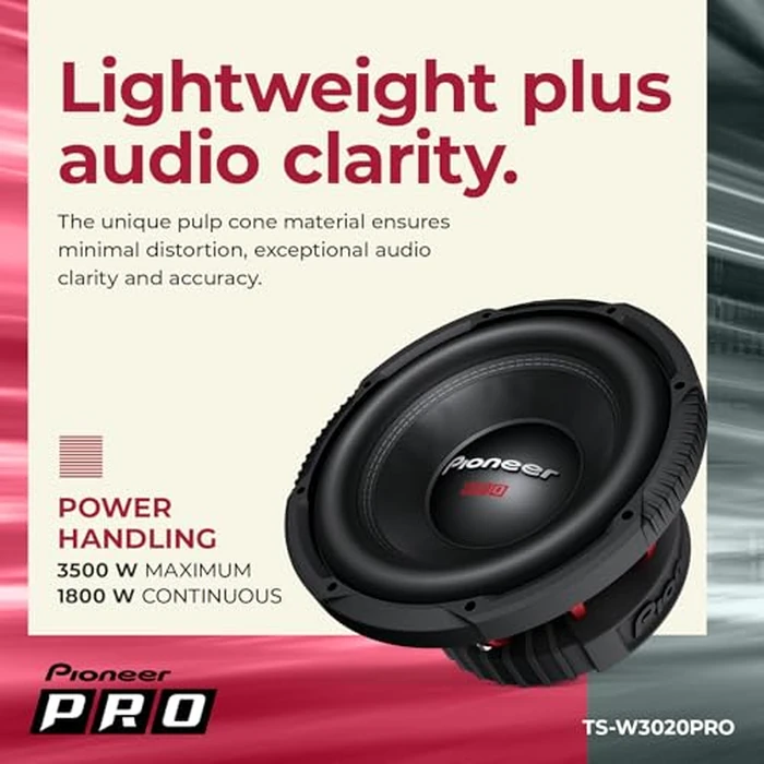 PIONEER P.R.O. Series TS-W3020PRO 12” Subwoofer - 3500W Max, 1800W RMS, Sealed or Ported Enclosure Compatible, Strong Bass, High Power, Performance and Output by PIONEER - Image 4